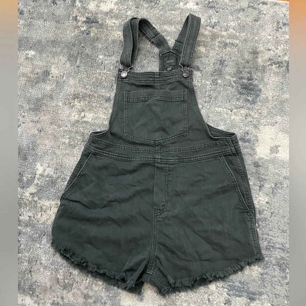 Aerie Stonewashed Jean Overalls, SZ XS, Black